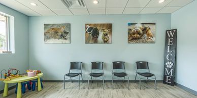 The waiting room at Countryside Animal Hospital